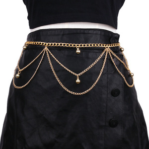 Cadena de Cintura de Moda con Colgante de Bola Dorada, Cadena de Cintura Multicapa, Accesorio Retro para Fiesta, Aleación de Zinc, Un Solo Círculo - Product Image 1