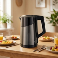 Bouilloire électrique sans fil en acier inoxydable 1,8 L, arrêt automatique, contrôle de la température, base rotative à 360° - Portable pour la maison