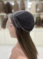 Perruques frontales en dentelle suisse HD en cheveux humains vierges, transparentes et respirantes, pour un look naturel - Vente en gros