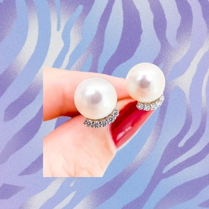 UM Jewelry Freshwater Pearl Charm <b>Earrings</b> DIY 925 Sterling Silver with Gold Plating <b>Cute</b> Party/Engagement Jewelry for Women - Product Image 5