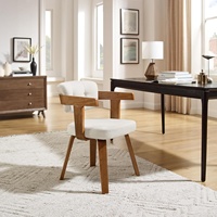Fauteuil rembourré en tissu de style moderne du milieu du siècle, avec rembourrage en mousse et pieds en bois, idéal pour les petits espaces, bureau à domicile, salon, chambre à coucher