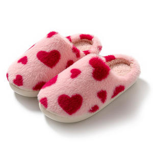 Pantuflas de Algodón con Diseño de Corazón para Mujer, Suaves y Cálidas para Interiores, Pantuflas de Invierno para el Hogar con Suela de TPR para Mujer - Product Image 4