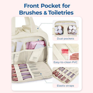 Grande trousse de maquillage portable, sac de toilette de voyage, pochette à ouverture large, sacs de rangement cosmétiques - Product Image 5