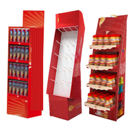 Support d'affichage pliable en carton ondulé pour aliments, en-cas, bonbons et chocolats, avec crochets