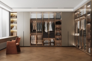 Système de dressing et de garde-robe en bois massif au design moderne avec <span class=keywords><strong>étagère</strong></span>s personnalisées, mobilier de <span class=keywords><strong>chambre</strong></span> à coucher écologique de grande capacité - Product Image 4