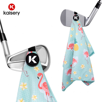 Serviette de golf à motif imprimé en microfibre avec logo personnalisé par sublimation, mousqueton, vente en gros, séchage rapide, pour sac de golf