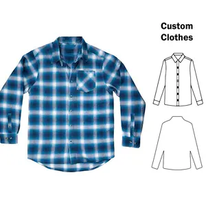 China Factory Flannel Shirts Polyester Blend Fabric Custom Logo Men Wear Flannel Shirts