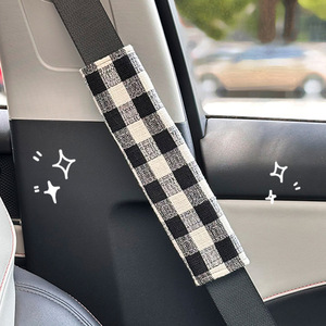 Coussin de ceinture de sécurité de voiture à motif écossais, confortable et anti-pression, pour ceintures de sécurité automobiles - Product Image 2