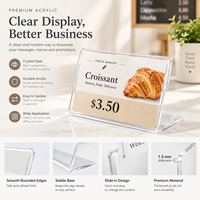 Support de table en acrylique en forme de L, porte-étiquette de prix transparent en acrylique, présentoir de menu de bureau pour restaurant, commerce de détail