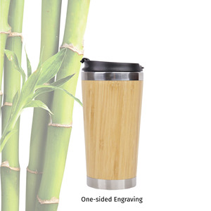 Termo de Bambú Aislado al Vacío de 450ML/15OZ, Taza de Viaje de Bambú, Taza de Café de Acero Inoxidable con Tapa, Disponible en EE. UU. - Product Image 3