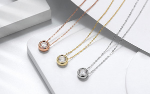 Collana in Argento S925 con Pendente Moissanite Taglio Rotondo 1ct 0.5ct Certificato, Vendita all'Ingrosso - Product Image 2