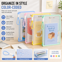 Sac organisateur de fichiers en PVC transparent A4, pochette pour documents imperméable, dossier de rangement portable avec poignée pour le bureau et l'école