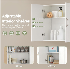Armoire murale WenFengODM/OEM pour buanderie, pharmacie, <span class=keywords><strong>salle</strong></span> <span class=keywords><strong>de</strong></span> <span class=keywords><strong>bain</strong></span>, cuisine et garage - Étagère réglable blanche FRG231-W - Product Image 4