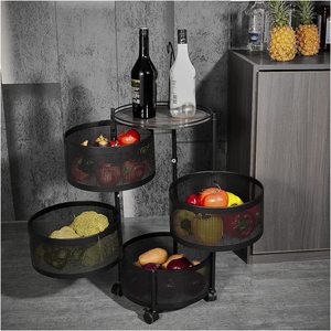 Scaffale da Cucina Girevole a Quattro Livelli, <span class=keywords><strong>Porta</strong></span> Frutta e <span class=keywords><strong>Patate</strong></span>, Non Pieghevole, in Metallo Multifunzione per Alimenti - Product Image 3