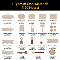 Matériaux de gravure au laser Machine de gravure au laser LaserPecker LP2 LP4 Kit de matériaux en bois 190 pièces pour la gravure au laser de logo créatif DIY