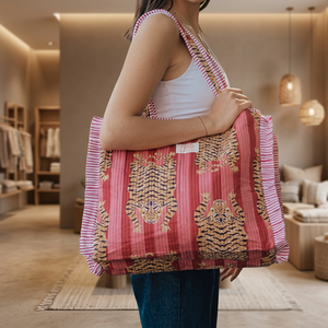 Vintage Inspired Quilted Cotton Tote <b>Bag</b> Women Large Solid Color Zipper Closure Summer Daily Use <b>Work</b> Shopping Travel <b>Bags</b> - Product Image 1