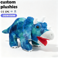 Vente flash - Jouet en peluche bleu mignon en forme de triceratops - Jouet en peluche dinosaure à bouche ouverte pour enfants - Cadeau d'anniversaire