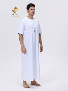 AL HARAMAIN 2025 Nueva Moda Musulmana, Túnica Larga Informal Árabe para Hombre con Mangas Cortas, Elegante Túnica Árabe para Hombre en Bonito Algodón - Product Image 5