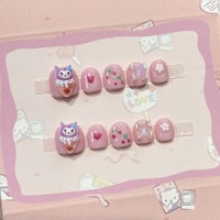 Ongles à presser en acrylique rose faits main de haute qualité, texture salon, couverture complète, style français, pré-conçus pour