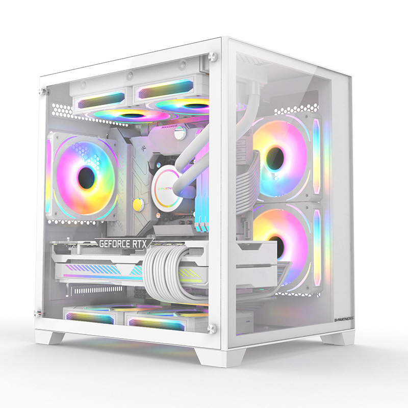 Popular Tempered Glass ATX Smart Case Desktop Cabinet PC Computer Gaming pc Case RGB Fans Computer Cases & Towers