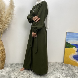 Abrigo Abaya de Color Sólido para Otoño e Invierno con Bolsillos Laterales, Chaqueta Gruesa y Cálida de Poliéster para Mujeres Musulmanas 1995 # - Product Image 4