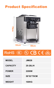 25-28l/h thương mại tự động bảng Top ba hương vị mềm phục vụ <span class=keywords><strong>Ice</strong></span> <span class=keywords><strong>Cream</strong></span> Making Machine Maker mềm máy làm kem - Product Image 3