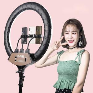 Espejo de Maquillaje con Anillo de Luz LED de 22 Pulgadas (55.5 cm) para Fotografía y Selfies, con Soporte para Teléfono y Trípode - Product Image 1