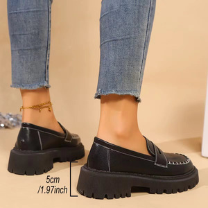 Thick Sole Platform for Women Autumn Retro Flats Thick Heel Small Leather Shoes - Product Image 4