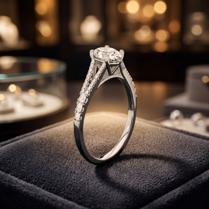 Bague de mariage en or blanc avec diamant taille ronde, bijoux fins de luxe pour femmes, cadeau de fiançailles - Product Image 1