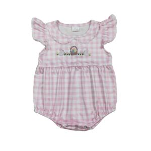 Combinaison à bulles mignonne pour bébés filles nouveau-nés en coton et élasthanne, imprimé lapin, œuf, Pâques, tissu peigné, prête à expédier (RTS) - Product Image 1