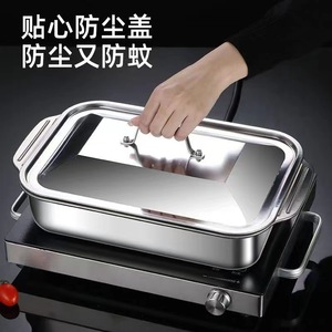 Stainless Steel Rectangular Fish Baking Pan With Lid Double Handles For Home And Commercial Use Induction Compatible - Product Image 3