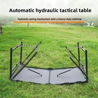 Table de camping pliante tactique robuste en acier au carbone, table d'extérieur avec support hydraulique