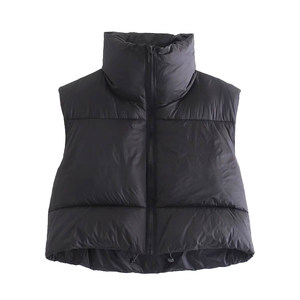 2023 hiver nouvelle mode gilet vestes col montant femmes vers le bas <span class=keywords><strong>sans</strong></span> manches vestes courte bulle femmes bouffant gilet - Product Image 1