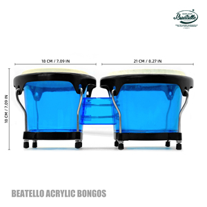 Sonido Brillante y Imágenes Visuales de Escenario. Bongos Acrílicos Transparentes Azules, Profesionales y Duraderos - Product Image 1