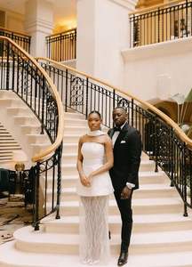 Vestidos de Dama de Honor Largos, Blancos Marfil, Brillantes, Sexys, para Bodas, Fiestas de Graduación, Verano, Económicos, BM691 - Product Image 5