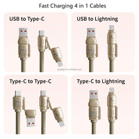 Kabel Pengisi Daya 4 in 1 dengan Tali Leher Dacron yang Dapat Disesuaikan, Tali Ponsel, Kabel USB C untuk Samsung S24 Phone 16