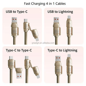 Cordón de teléfono 4 en 1, Cables de carga, collar Dacron ajustable, correa para teléfono móvil, cables USB C para <span class=keywords><strong>Samsung</strong></span> S24 iPhone 16 - Product Image 2