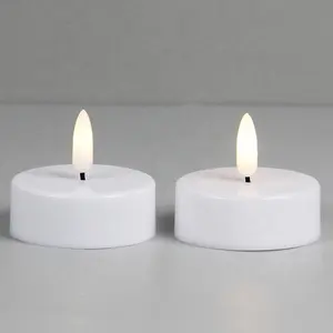 Set Van 2 Witte Nieuwe Elektrische Grote Thee Licht Aaa Batterij Kaarsen Geleid Voor De Bruiloft Decoratie