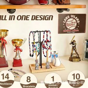 Cross-border wooden champion ring storage rack, <b>desktop</b> dripping necklace and medal collection rack, bracelet and jewelry ring - Product Image 2