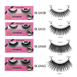 थोक 1 जोड़े झूठी पलक पैक निजी लेबल काले कपास बैंड छोटे प्राकृतिक 3 डी fax मिंक आधा कोने झुकाएं - Product Image 3