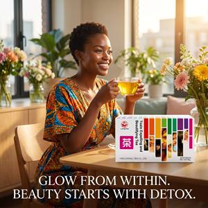 Tè esaltante della bellezza Long Hai per l'esuriazione delle tossine, 20 bustine da 40g |   Tè Detox Naturale per la Bellezza della Pelle e Schiarimento Cutaneo Africa OEM - Product Image 5