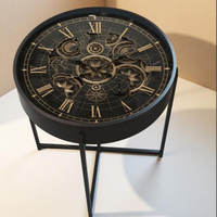 Horloge vintage avec engrenages mobiles, chiffres romains en métal, horloge à engrenages pour table basse, décoration maison et bureau, affichage à aiguilles