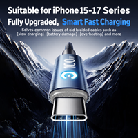 Câble de charge USB-C PD 100W en nylon tressé avec éclairage RGB fluide, puce de protection intelligente intégrée, compatible avec iPhone 16 17 18