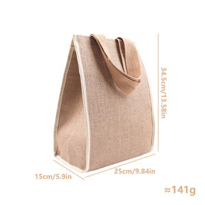 กระเป๋าเก็บความเย็นสำหรับอาหาร ทำจากผ้ากระสอบเคลือบฟิล์มอะลูมิเนียมลายป่าน ใช้สำหรับใส่เค้ก อาหารกลางวัน ใช้ได้ทุกวัน สำหรับเดินทาง ปิกนิก  สามารถสกรีนโลโก้ได้ - Product Image 3