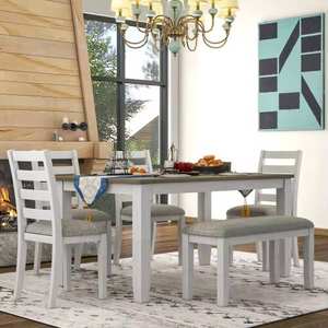 Hot Sale Modern Luxury Design Solid Wooden Dinning Room Furniture Dinner <b>Dining</b> Table <b>Set</b> With <b>4</b> Upholstered <b>Chairs</b> & a Bench - Product Image 2