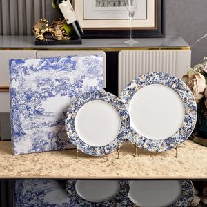 Service à boire en porcelaine bleue de luxe, tasse et soucoupe, assiettes pour les mariages, cadeaux - Product Image 2