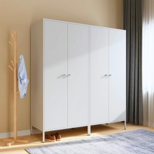 Armoire blanche à double porte 70x50x200cm, design minimaliste, gain de place, meubles de chambre à coucher, matériau MDF, portes à charnières - Product Image 2