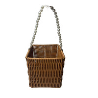 Yiqiang rotin panier de poche perlé chaîne poignée fleur stockage des aliments boîte-cadeau de mariage faveur cadeau d'anniversaire fête décor panier