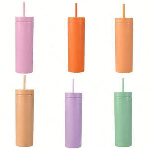 Plain Matte Colored 480ml Stainless Steel <b>Double</b> <b>Wall</b> Vacuum Thermal Insulation Eco-Friendly Boiling Water Safe Skinny Tumbler - Product Image 3