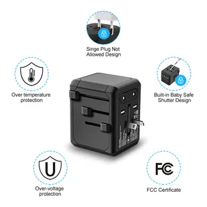 Wholesale Travel Adapter Universal All In 1 EU UK US AU Plugs With USB C Charger World International Travel AC Power Adapters